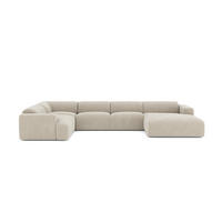 WOHNLANDSCHAFT Texturierter Samt Beige 354cm - Beige, Textil (354/73/164cm) - Sia Home