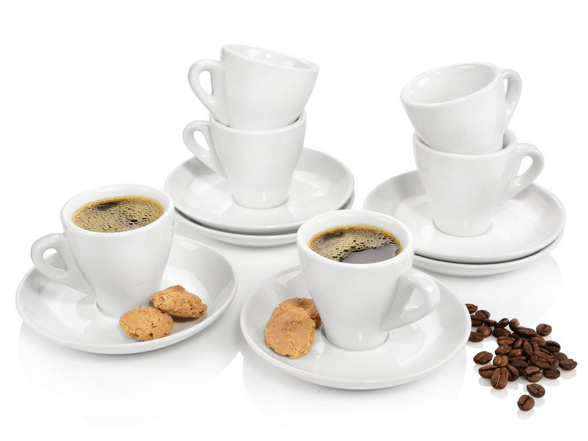 ESPRESSOTASSEN SET NEW PORT - 12 teilig aus Porzellan - Weiß, Keramik (0.08L) - Sänger