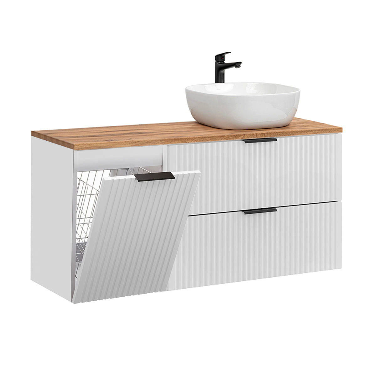 Petits-meubles UMYVADLO 120.8cm Adriel Bílá a dřevo