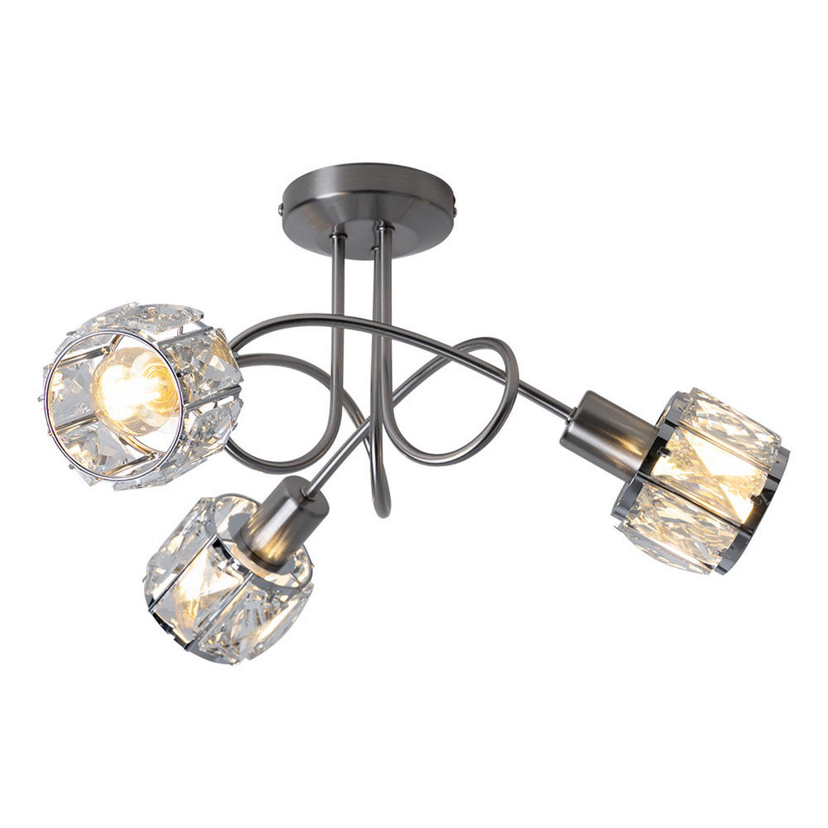 DECKENLEUCHTE Kristalloptik Silber Chrom - Silberfarben, Glas (38/38/24cm) - Globo Lighting