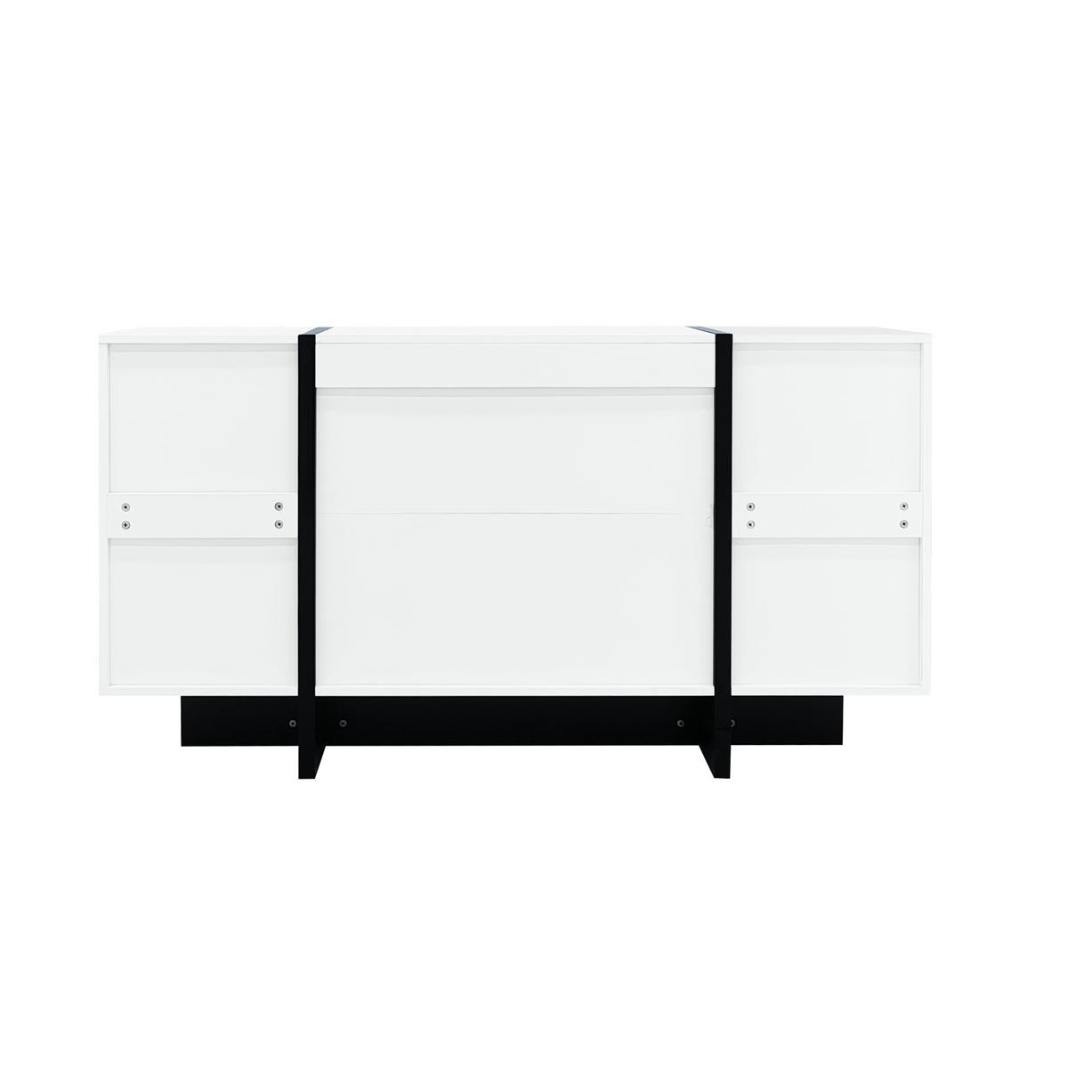 SIDEBOARD 150/40/80.5 cm Weiß/Schwarz aus MDF und Spanplatte mit 2 Türen und 4 Schubladen - Weiß, Holzwerkstoff (40/80.5/150cm) - OKMYHOME