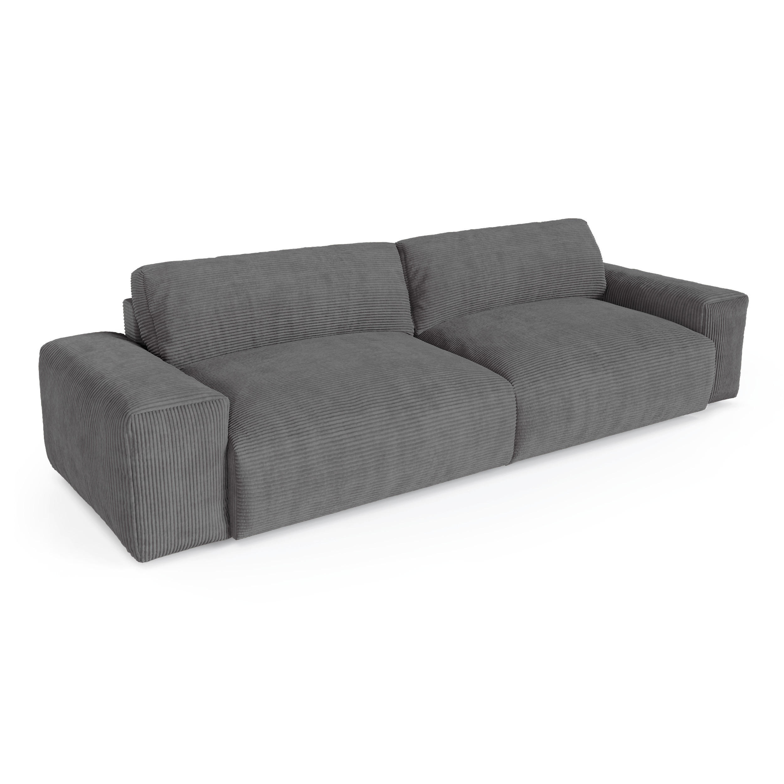 SOFA 3-SITZER Gerippter Samt Anthrazitgrau 220cm - Dunkelgrau/Anthrazit, Textil (220/47/120cm) - Sia Home