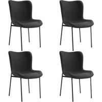 POLSTERSTUHL 4er Set Tessa 54 x 62 x 90 cm Webstoff schwarz/schwarz - Schwarz, Textil (54/90/62cm) - tectake