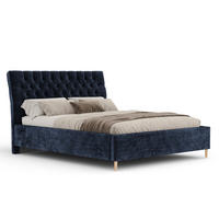 POLSTERBETT Vezzola Marineblau 180/200 cm im Chenille-Stoff - Naturfarben/Dunkelblau, Holz/Holzwerkstoff (180/200cm) - Maison de Reve