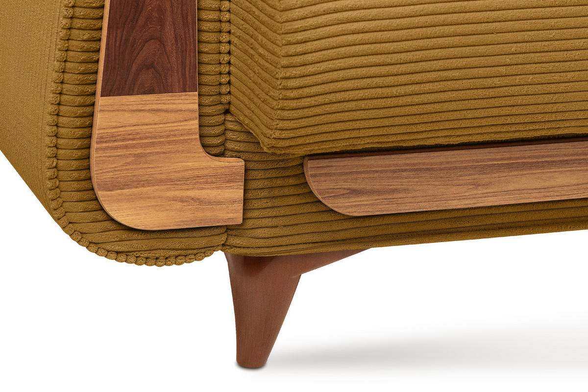 3-SITZER-SCHLAFSOFA GUSTAVO II mit Armlehnen, Gelb - Gelb, Holz/Holzwerkstoff (230/98/98cm) - KONSIMO®