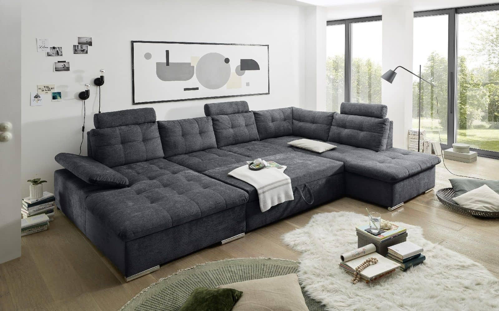 Thumbnail - ed exciting design Wohnlandschaft, Anthrazit, Textil, seitenverkehrt montierbar,L-Form, 218x107x324 cm, Wohnzimmer, Sofa...