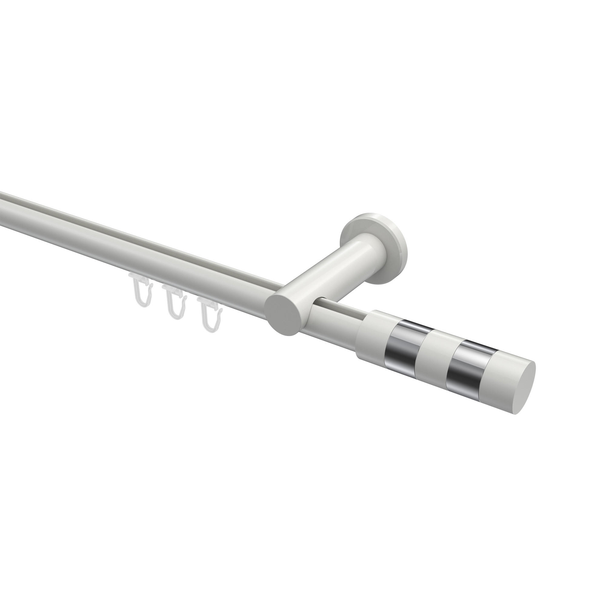 INNENLAUF-GARDINENSTANGEN-SET Platon Mavell 140 cm, 1-läufig, 20 mm Ø Weiß - Chromfarben/Weiß, Metall (140cm) - INTERDECO