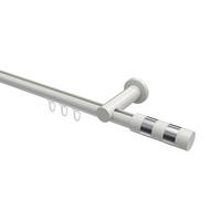 INNENLAUF-GARDINENSTANGEN-SET Platon Mavell 260 cm (geteilt in 2 x 130 cm), 1-läufig, 20 mm Ø Weiß - Chromfarben/Weiß, Metall (260cm) - INTERDECO