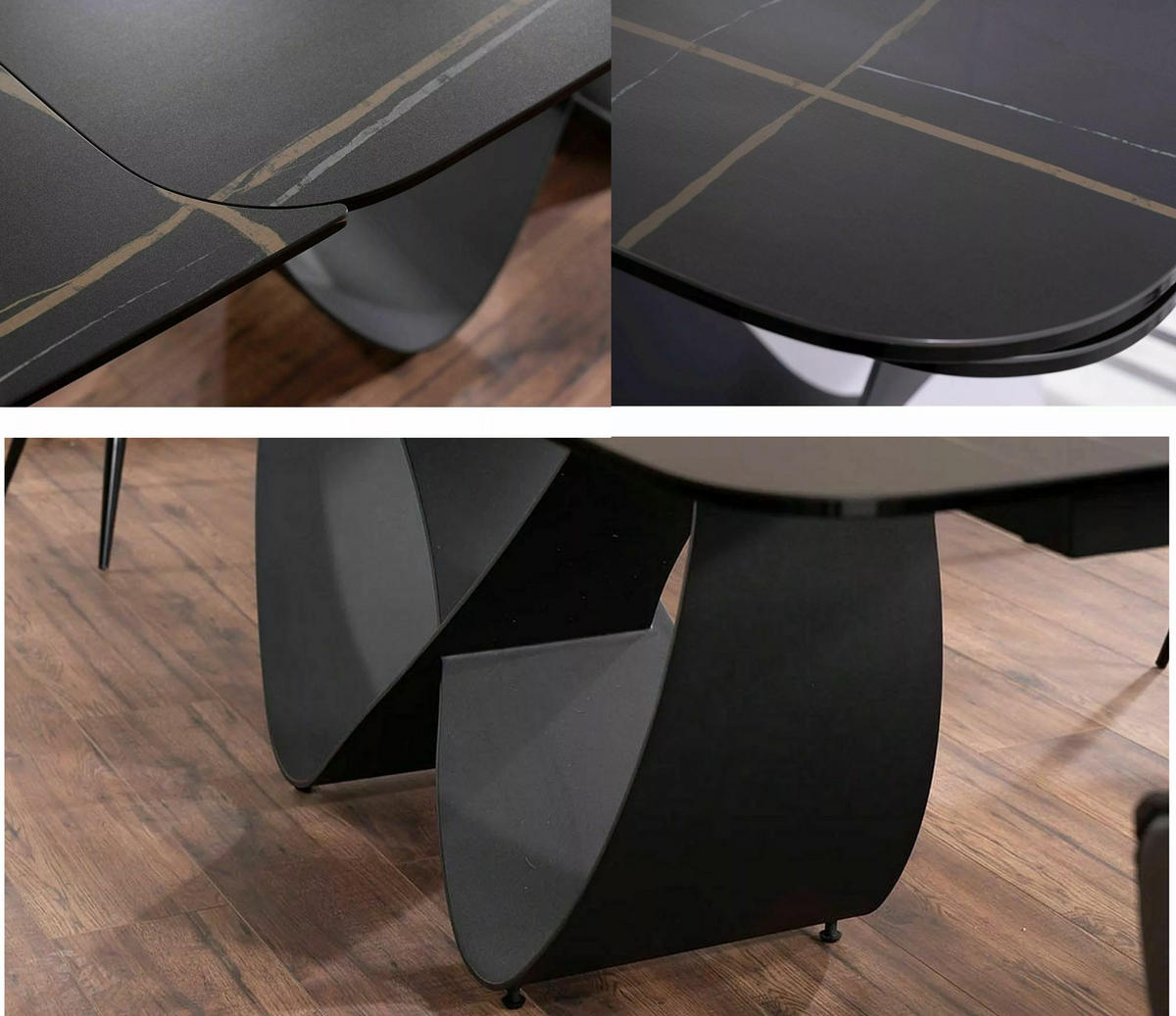 ESSTISCH Finity Schwarz Marmor / Schwarz Matt 160-240 / 90 / 75cm - Schwarz, Holz/Metall (90/240/75cm) - Feldmann-Wohnen