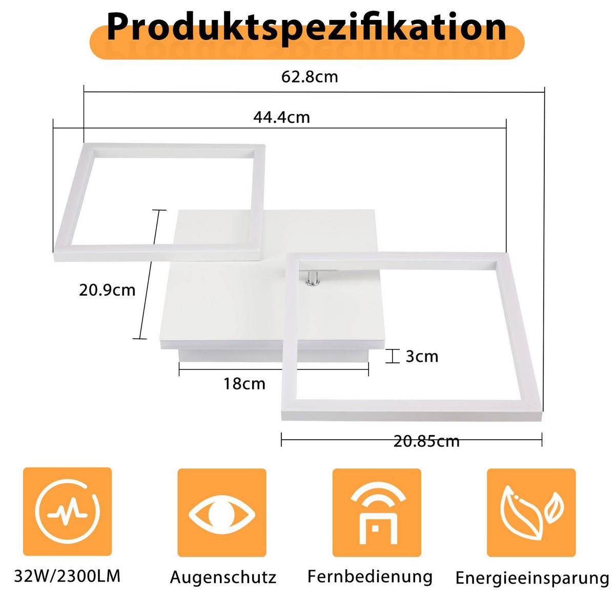 LED-DECKENLEUCHTE Malsom 62.8/29.5/7.4 cm - Weiß, Metall (29.5/62.8/7.4cm) - Nettlife