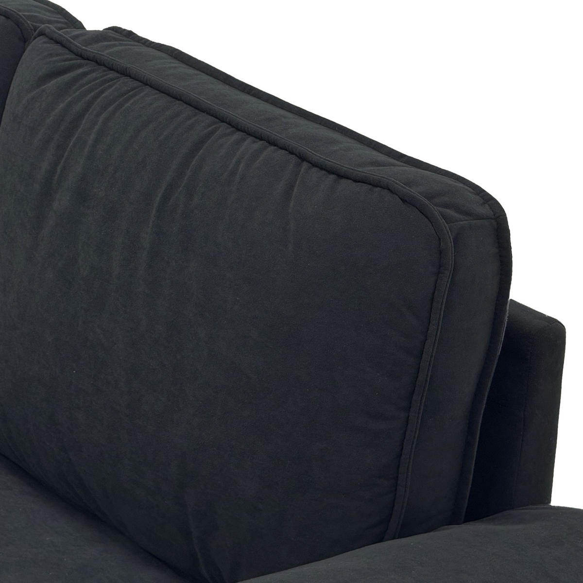 2-SITZER SOFA Samt Schwarz mit Stauraum - Schwarz, Holzwerkstoff/Kunststoff (201/89/91cm) - WISHDOR