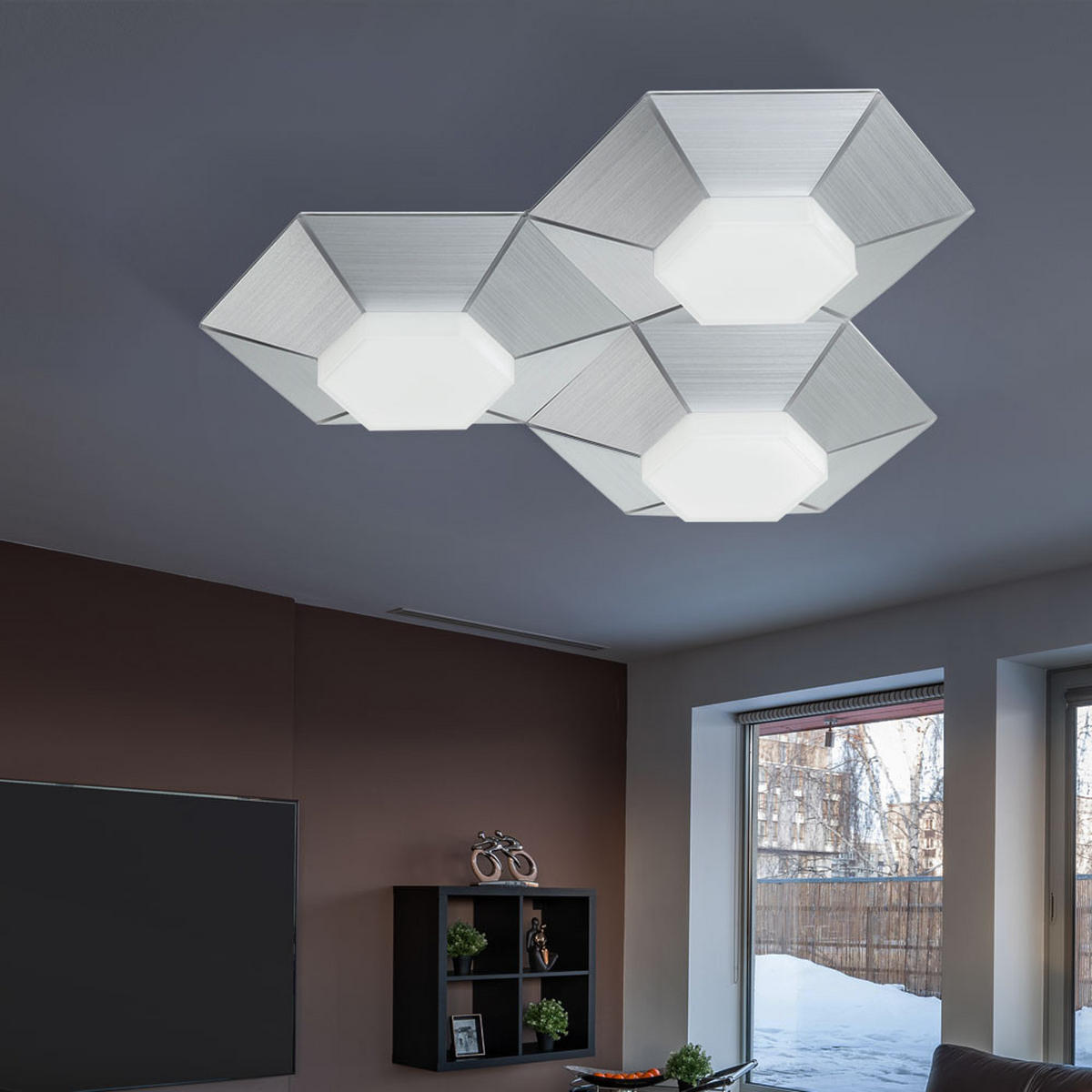 LED DECKENLEUCHTE Aluminium gebürstet Silber - Silberfarben, Metall (40.5/40/8.5cm) - Wofi