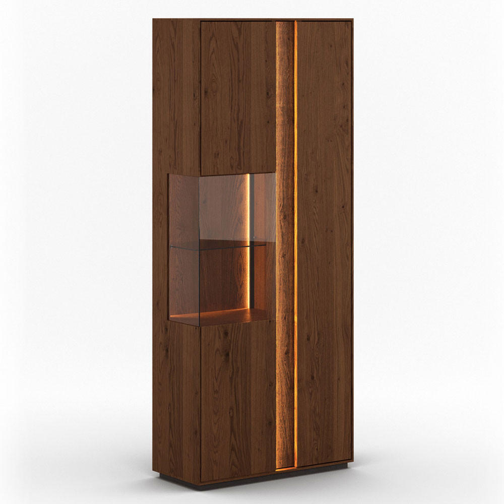 VITRINE Collodi Wildeiche Tabak 84,5 / 37 / 205cm - Wildeiche, Holz (84.5/205/37cm) - Feldmann-Wohnen