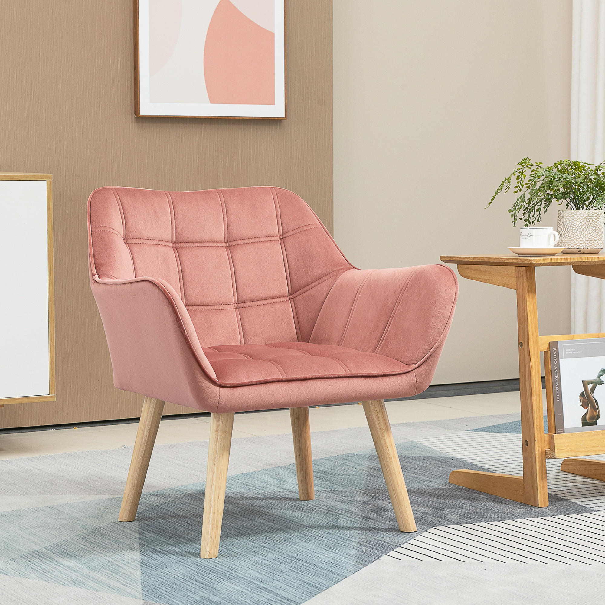 EINZELSESSEL, Relaxsessel, Sessel, Rosa - Rosa, Kunststoff (61/72/68.5cm) - HOMCOM