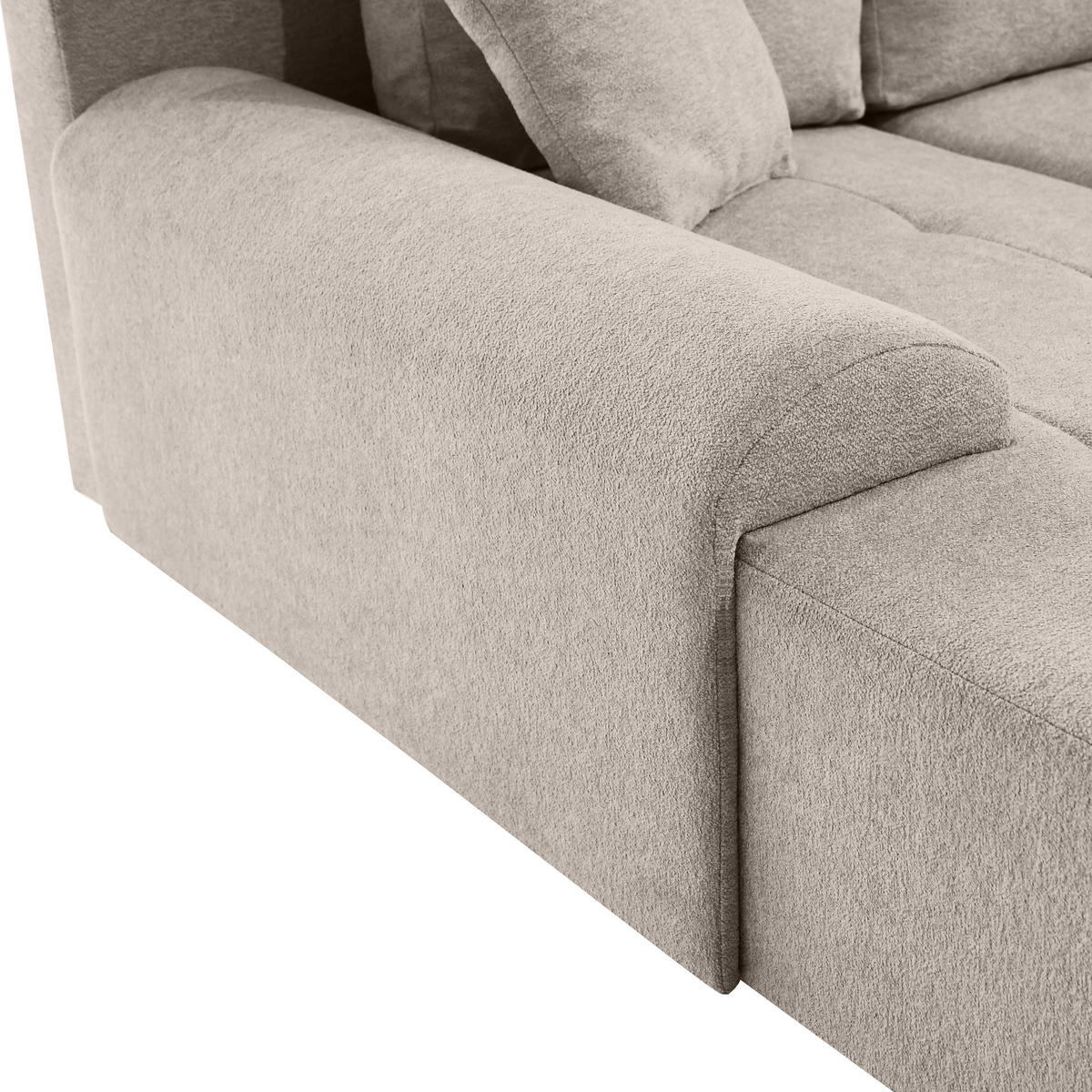 ECKSCHLAFSOFA Dallas mit Bettkasten, 255 cm, Beige, links, Velour-Stoff - Cappuccino, Textil (255/175cm) - Beautysofa