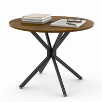 HNĚDÝ JÍDELNÍ STŮL kulatý kuchyňský stůl 90 cm, kovové nohy, pro 1–4 osoby, úspora místa, 90x90x78 cm - černá/hnědá, kov/kompozitní dřevo (90/90/78cm) - STILVORA