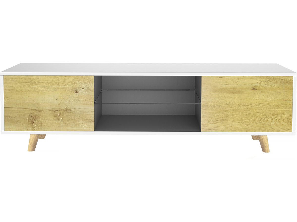 TV-MÖBEL inna Blanc/Chêne - Weiß, Holz (42/45/140cm) - Habitat Garten