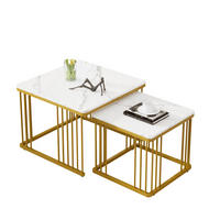 COUCHTISCH 2er-Set ineinanderschiebbar 60 x 60/45 x 45 cm Marmoroptik Weiß - Weiß, Metall (60/60/45cm) - Meubliv