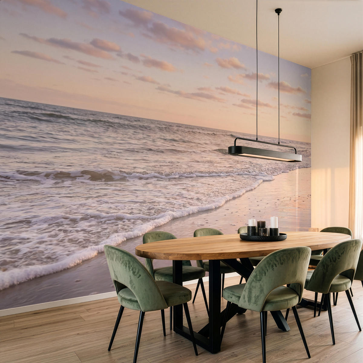 TAPETE - Strand - Brandung - Wolken - 450x300 cm - Hellrosa, Papier (450/300cm) - OnlyWow