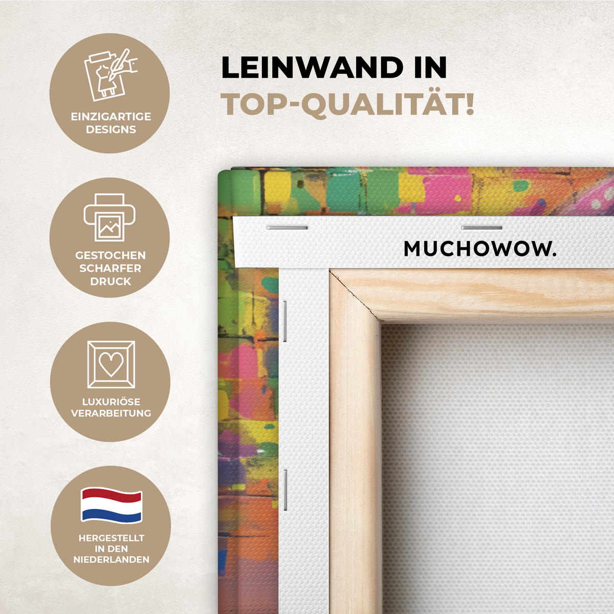 LEINWANDBILD Graffiti - Schimpanse - Straßenkunst - Kopfhörer - Affe Gemälde 60x40 cm - Blau, Textil (60/40cm) - MuchoWow