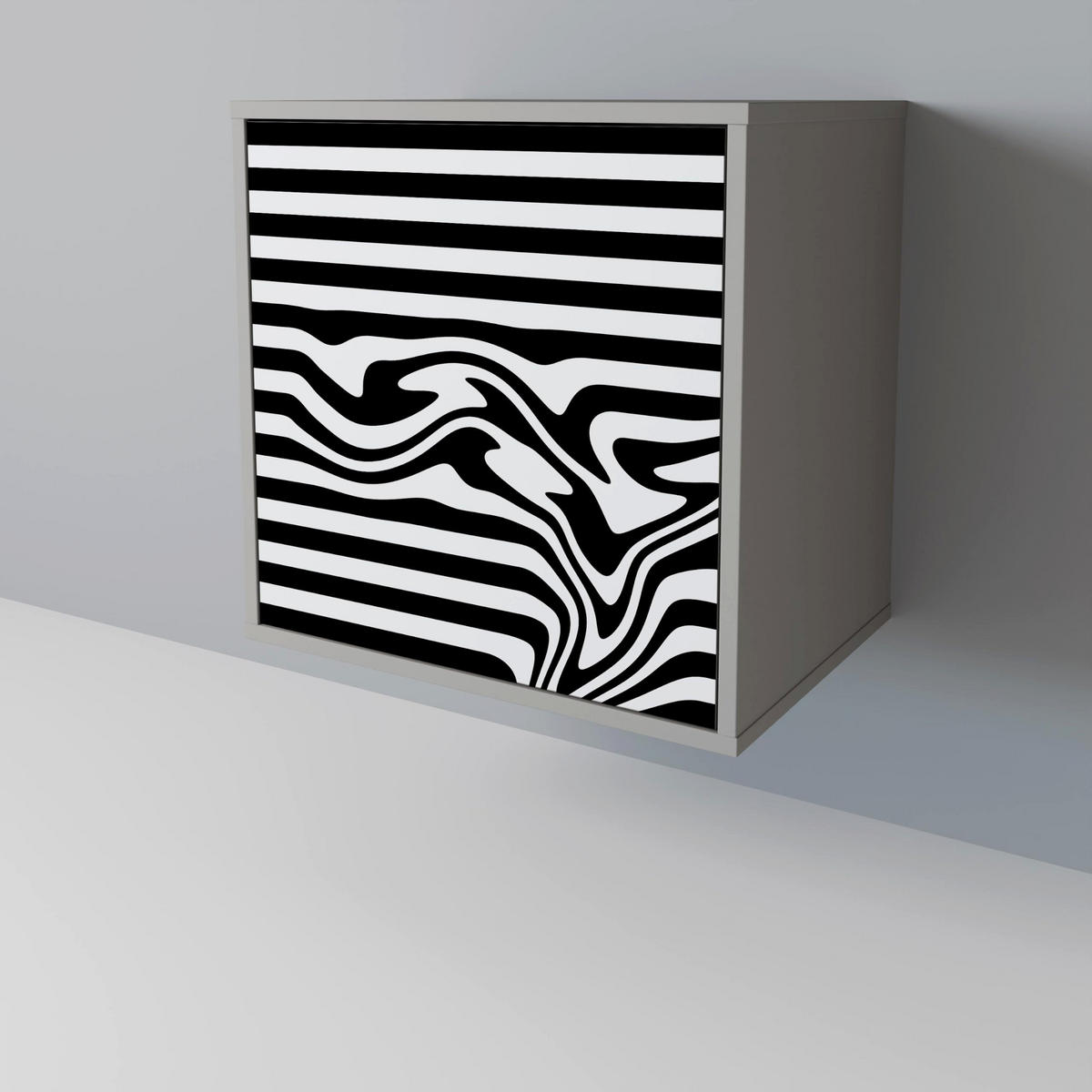 SIDEBOARD SPECTRA SHOWCASE, Grau, 57,5x42x72,5 cm, Schwarze Metallfüße - Multicolor/Schwarz, Holzwerkstoff/Metall (57.5/72.5/42cm) - SpaceRebels