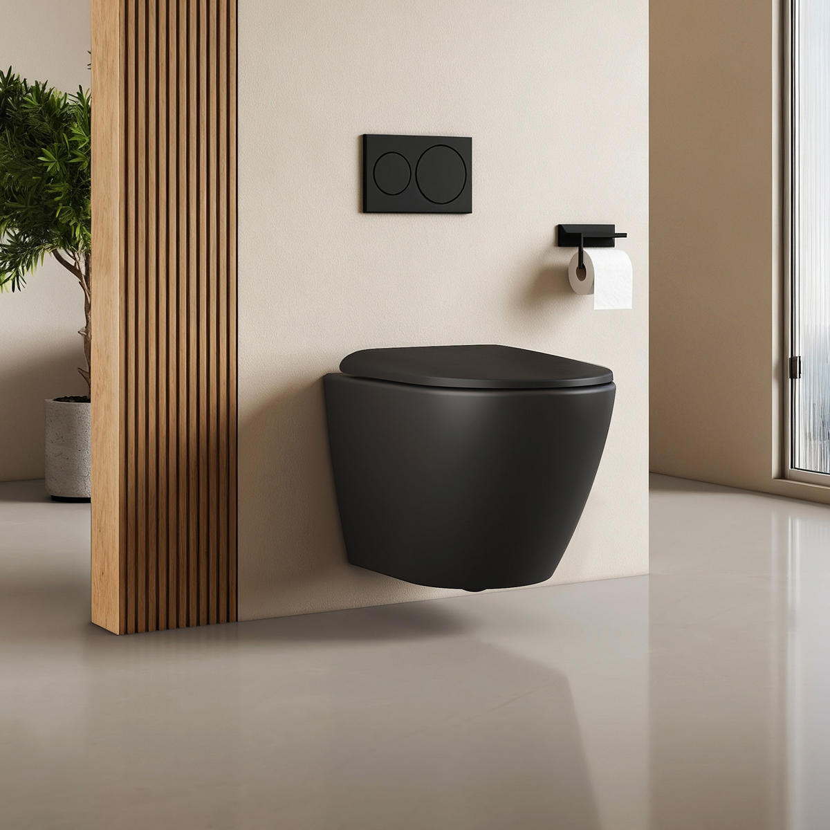 WAND-WC Spülrandlose CT02 49/37 cm Matt Schwarz - Schwarz, Keramik (37/36/49cm) - EMKE