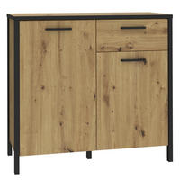 KOMMODE - Eiche Artisan Dekor / Schwarz - Schwarz/Braun, Holzwerkstoff/Kunststoff (95/88/40cm) - home24