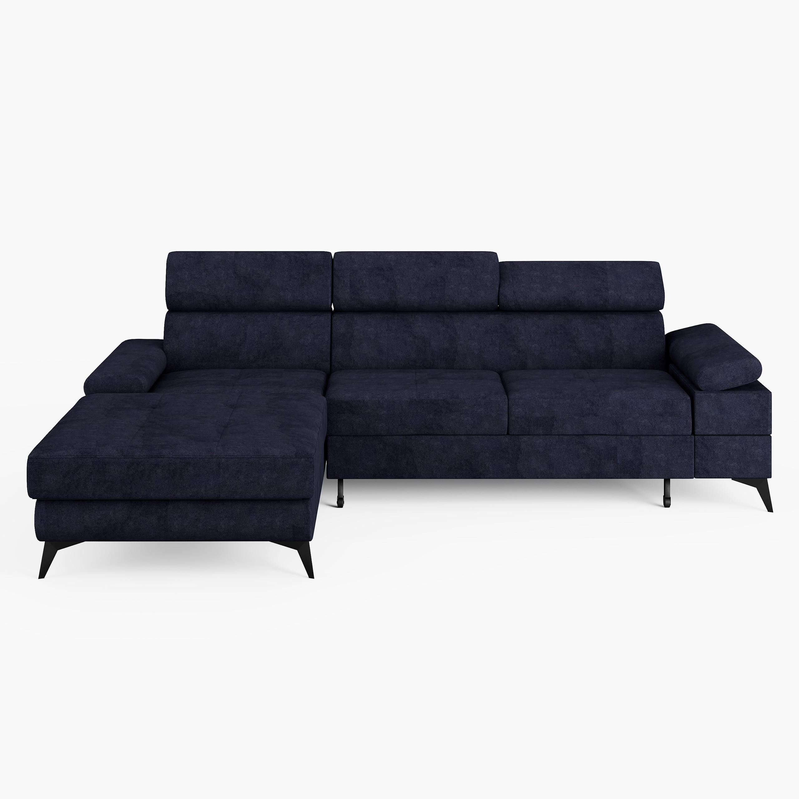 ECKSOFA VENTO Links Dunkelgrau Velours Premium L-Form Couch mit Schlaffunktion & Bettkasten - Dunkelgrau/Schwarz, Holz (190/261cm) - Barchello
