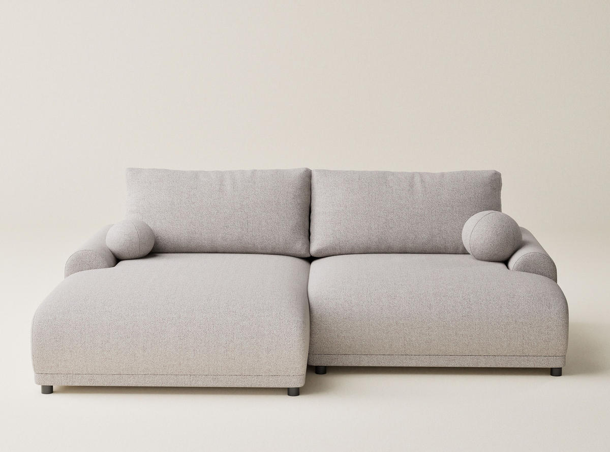 ECKSOFA MIT SCHLAFFUNKTION Tallin Beige Webstoff - Links Seite - Beige/Schwarz, Holz/Holzwerkstoff (145/240cm) - Maison de Reve