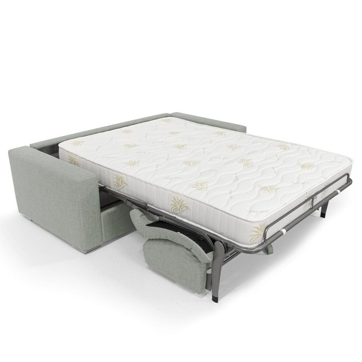 SCHLAFSOFA Nixon - Hellgrau, Textil (200/93/96cm) - Divani.store