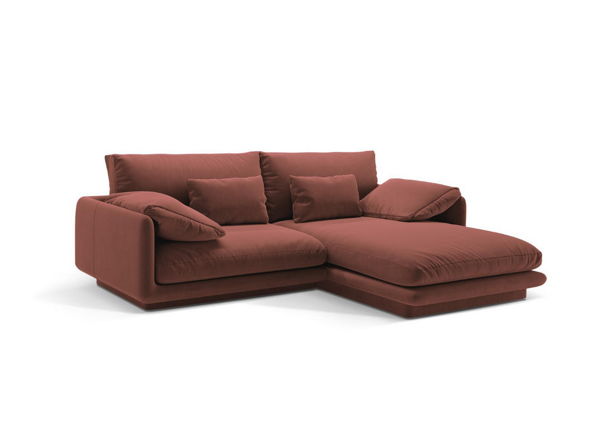 ECKSOFA rechts Torino aus Samt cuoio 3 Sitzplätze - Kastanienfarben, Textil (170/220cm) - Micadoni