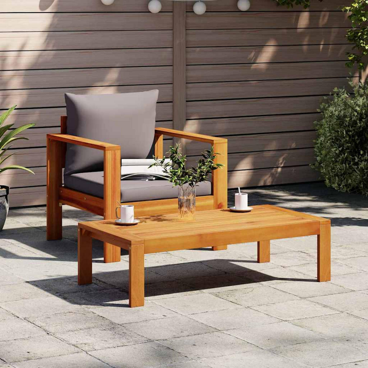 GARTENSESSEL Mit Kissen Massivholz Akazie - Dunkelgrau, Holz (68/64/68cm) - vidaXL