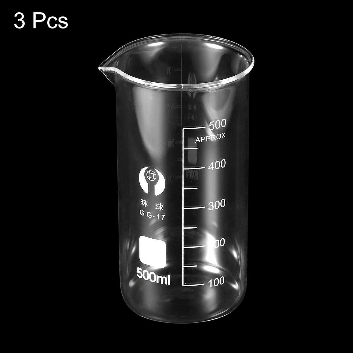 MESSBECHER 3er Set Borosilikatglas 500ml - Transparent, Glas (0.5L)