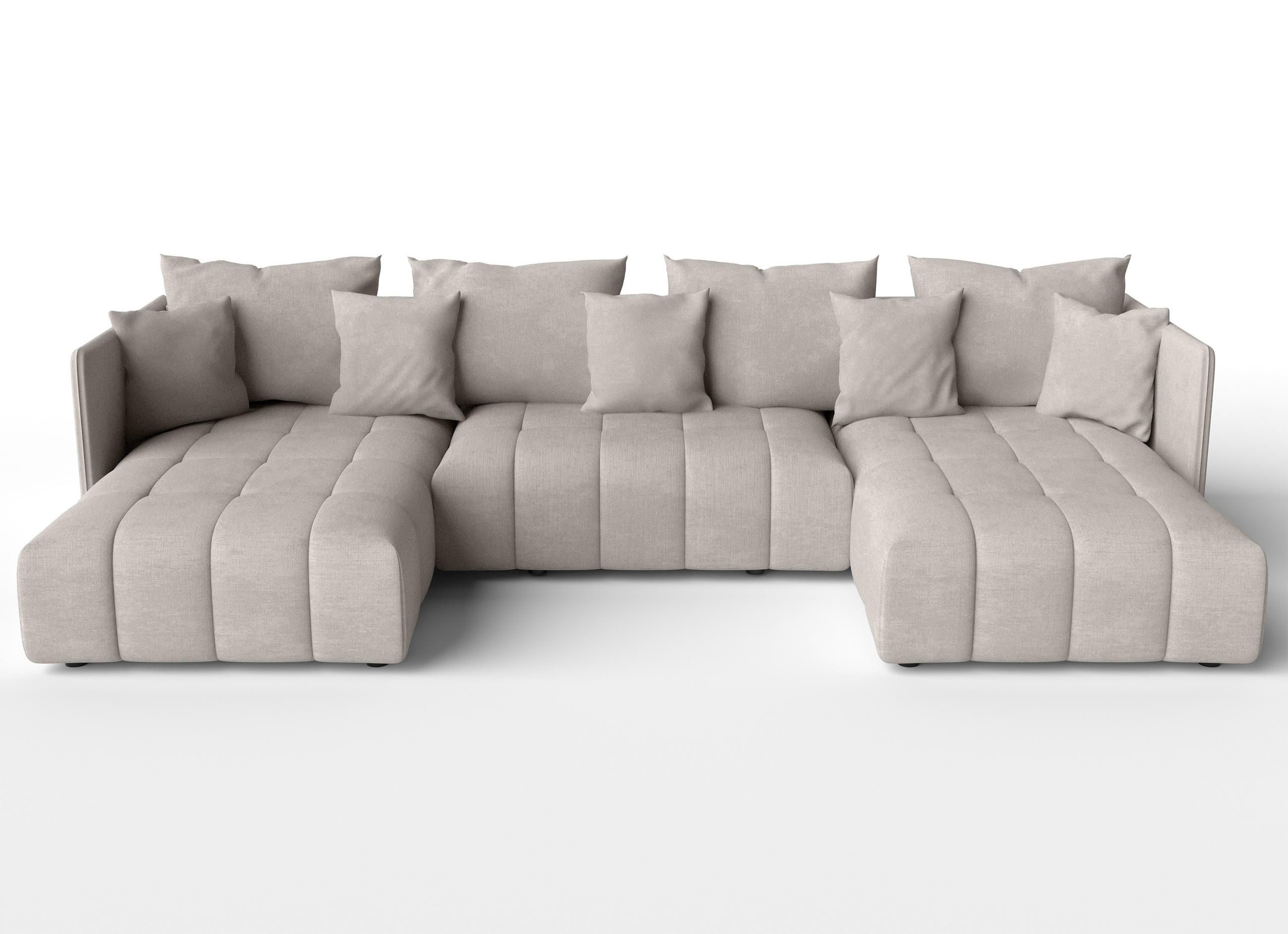 WOHNLANDSCHAFT Veliro U Beige 353/180/83 cm mit Schlaffunktion und Bettkasten - Beige/Schwarz, Kunststoff/Textil (353/83/180cm) - AX Living