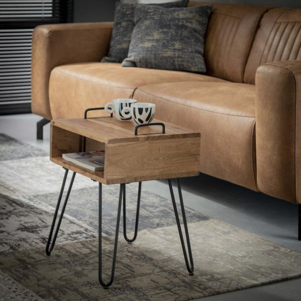 NACHTTISCH aus Akazienholz, natürlich - Braun, Holz (40/48/34cm) - Giga Meubel