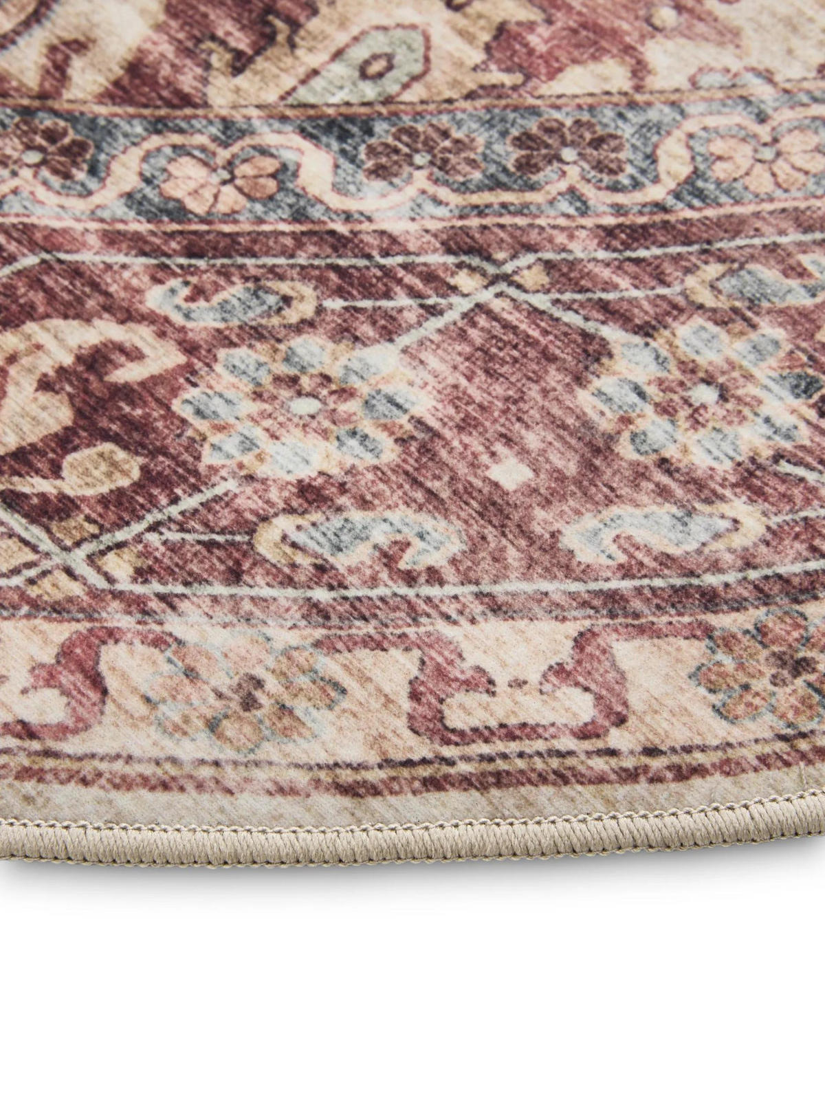 VINTAGE-TEPPICH George waschbar ø 120 cm rund - Pink/Multicolor, Kunststoff (120/120cm) - benuta