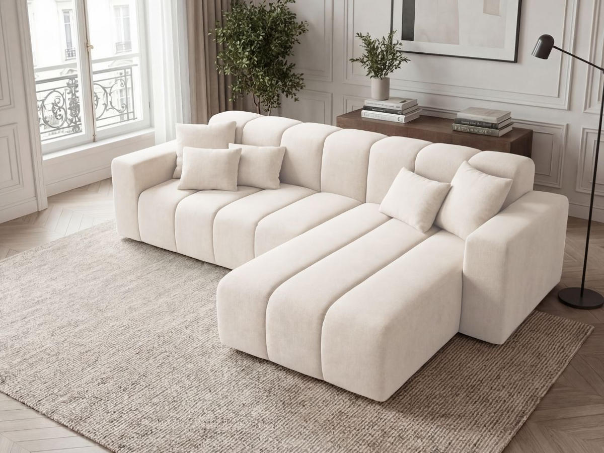 ECKSOFA Nork Creme Rechts - Creme, Holz/Textil (265/180cm) - Graingold