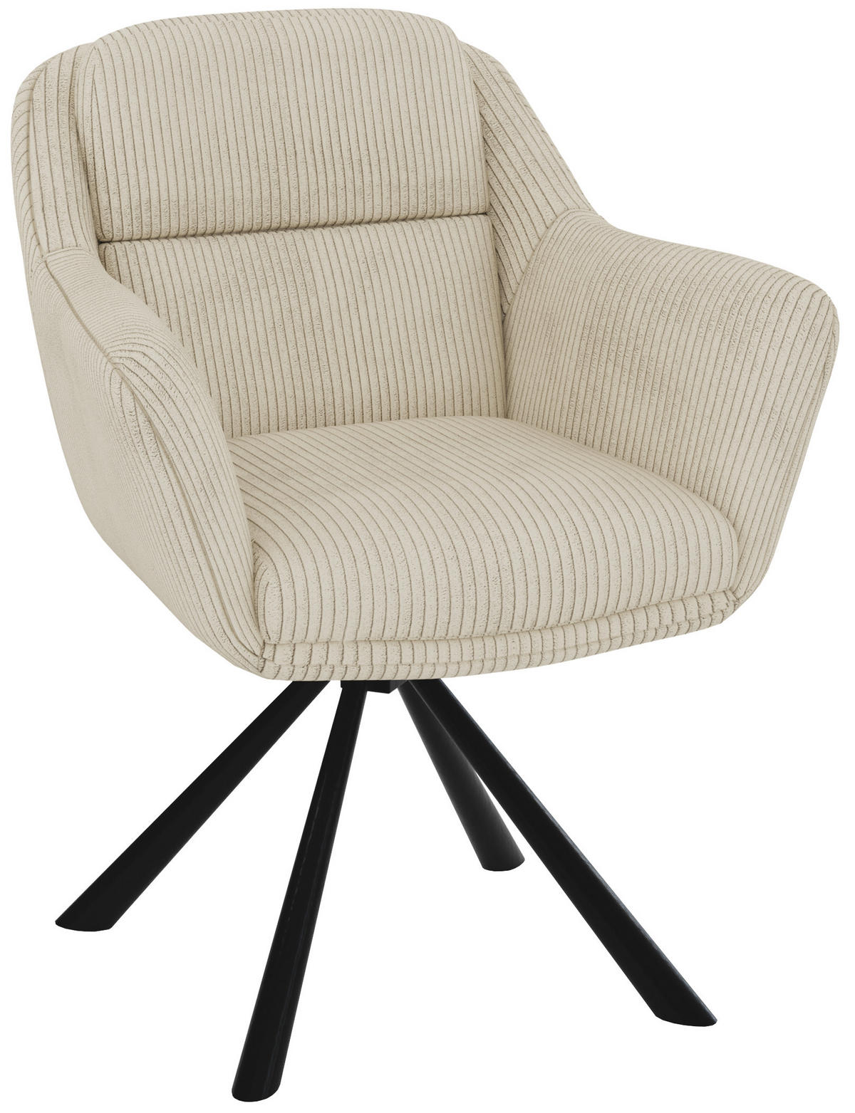 ARMLEHNSTUHL Carl in Beige Cord-Stoff - Beige/Schwarz, Holz/Textil (65/84/65cm) - S-Style Möbel
