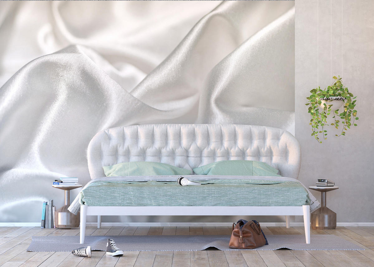 FOTOTAPETE Seide in 3D-Optik 375 x 270 cm - Weiß, Papier (375/270cm) - Sanders & Sanders