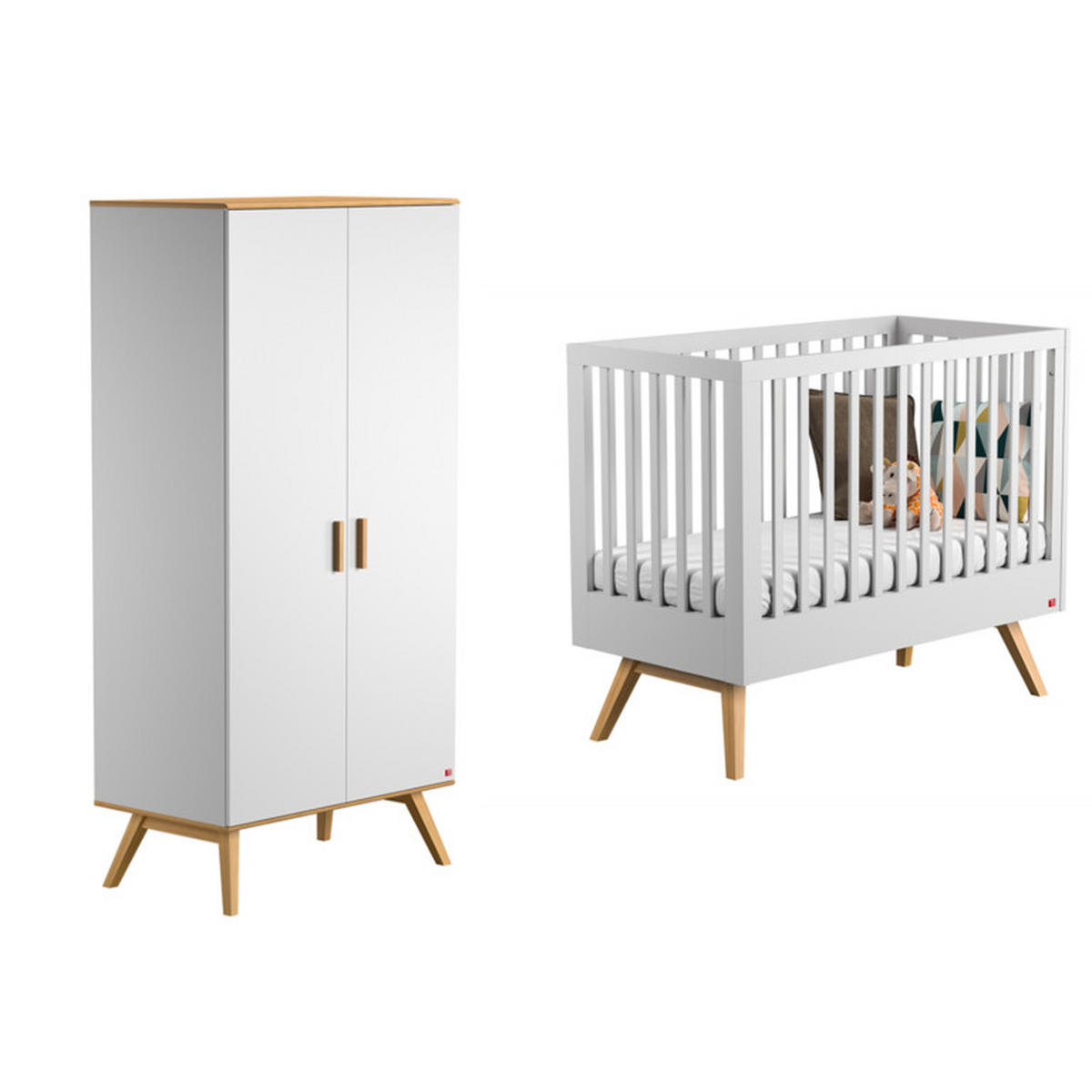 BABYZIMMER 2-teilig weiß - Weiß, Holzwerkstoff (124.4/98.6/64.8cm) - Petits-meubles