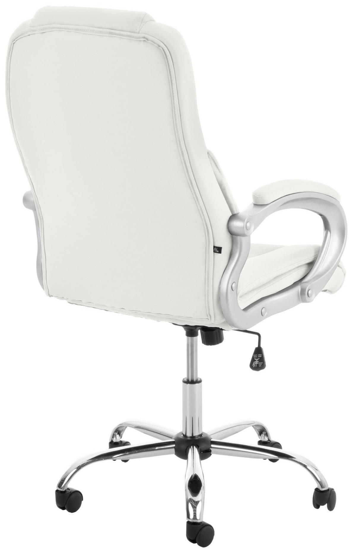 CHEFSESSEL Lederlook Weiß - Chromfarben/Weiß, Textil/Metall (66/113/70cm) - CLP