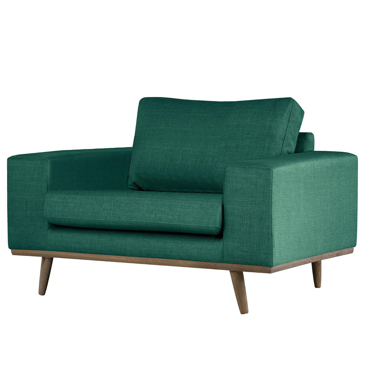 SESSEL - Dunkelgrün/Eichefarben, Textil (122/81/88cm) - home24