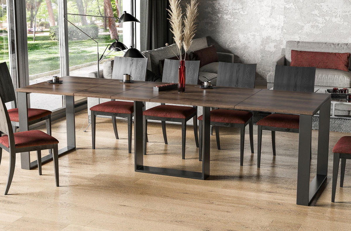 ESSTISCH Borys ausziehbar bis 250 cm - Mooreichefarben, Holzwerkstoff (130/80/76cm) - Endo-Moebel