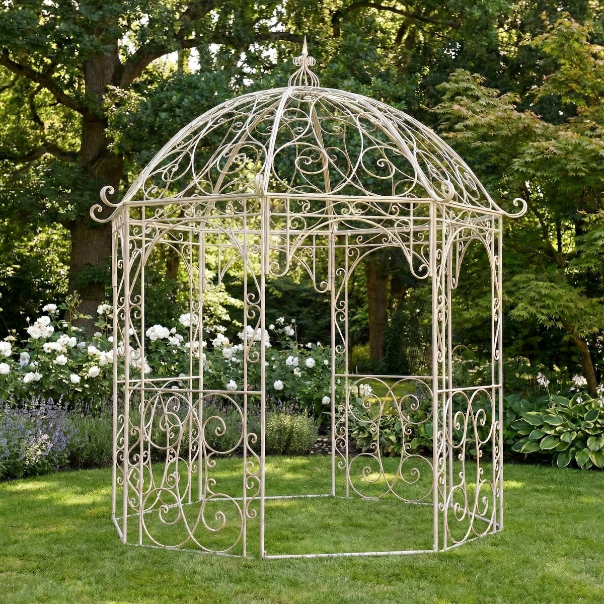 PAVILLON Liv Antik 284x263x313cm Metall Antik-Creme Gartenpavillon - Creme, Metall (284/313/263cm) - DELUKE