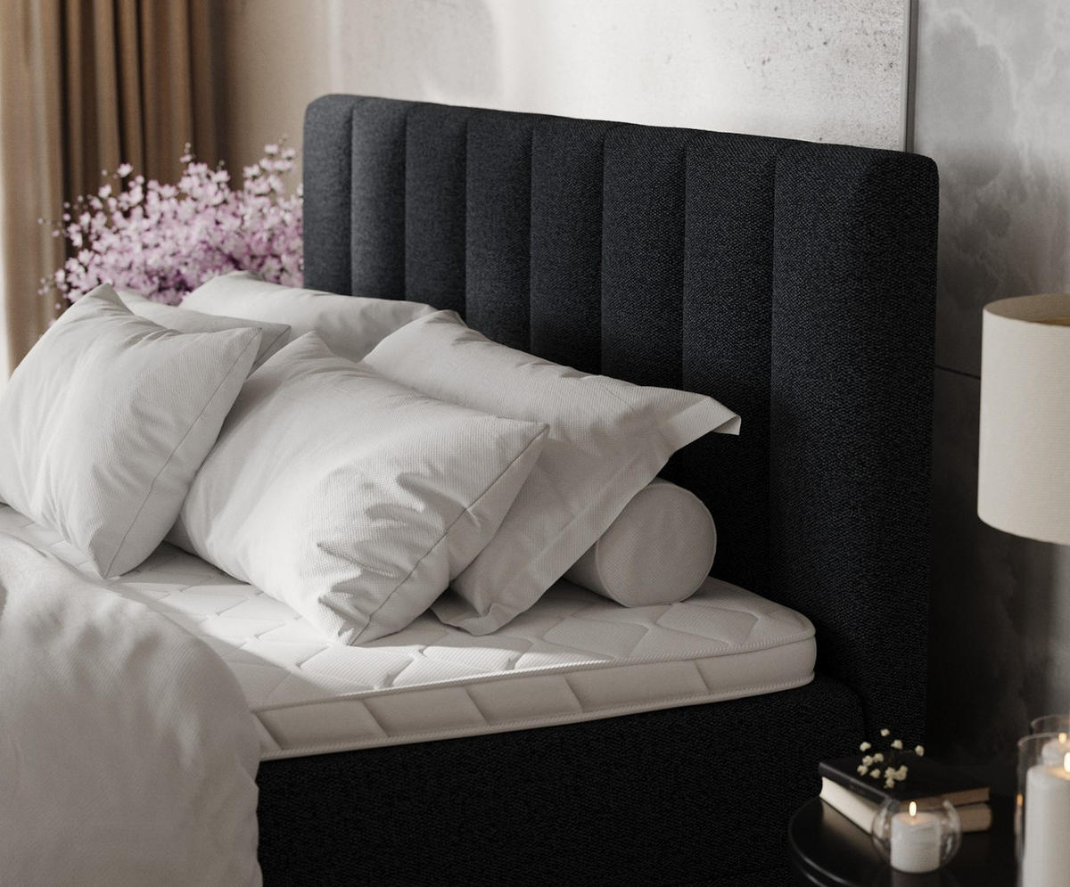 BOXBETT Lusso 180/200 cm Anthrazit im Riva Stoff - Anthrazit/Schwarz, Holz/Holzwerkstoff (180/200cm) - AltaBeds