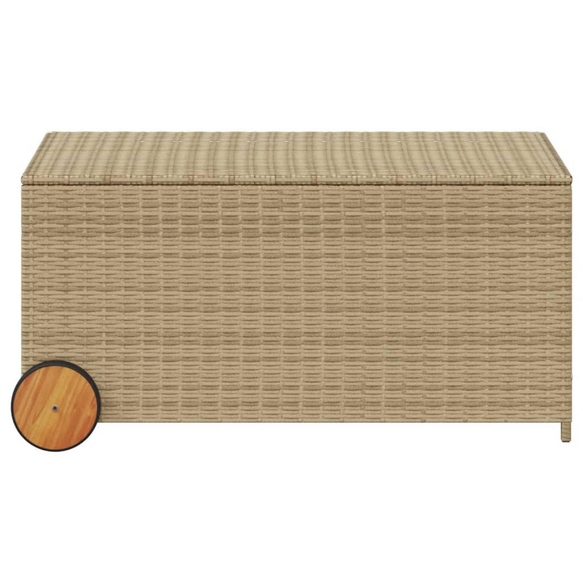 GARTENTRUHE mit Rollen Beige 190L Poly Rattan - Beige, Kunststoff (107/100/55cm) - furnicato