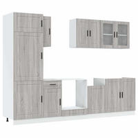 KÜCHENSCHRANK 8er Set Kalmar Grau Sonoma Holzwerkstoff - Grau, Holzwerkstoff (57/207/60cm) - vidaXL