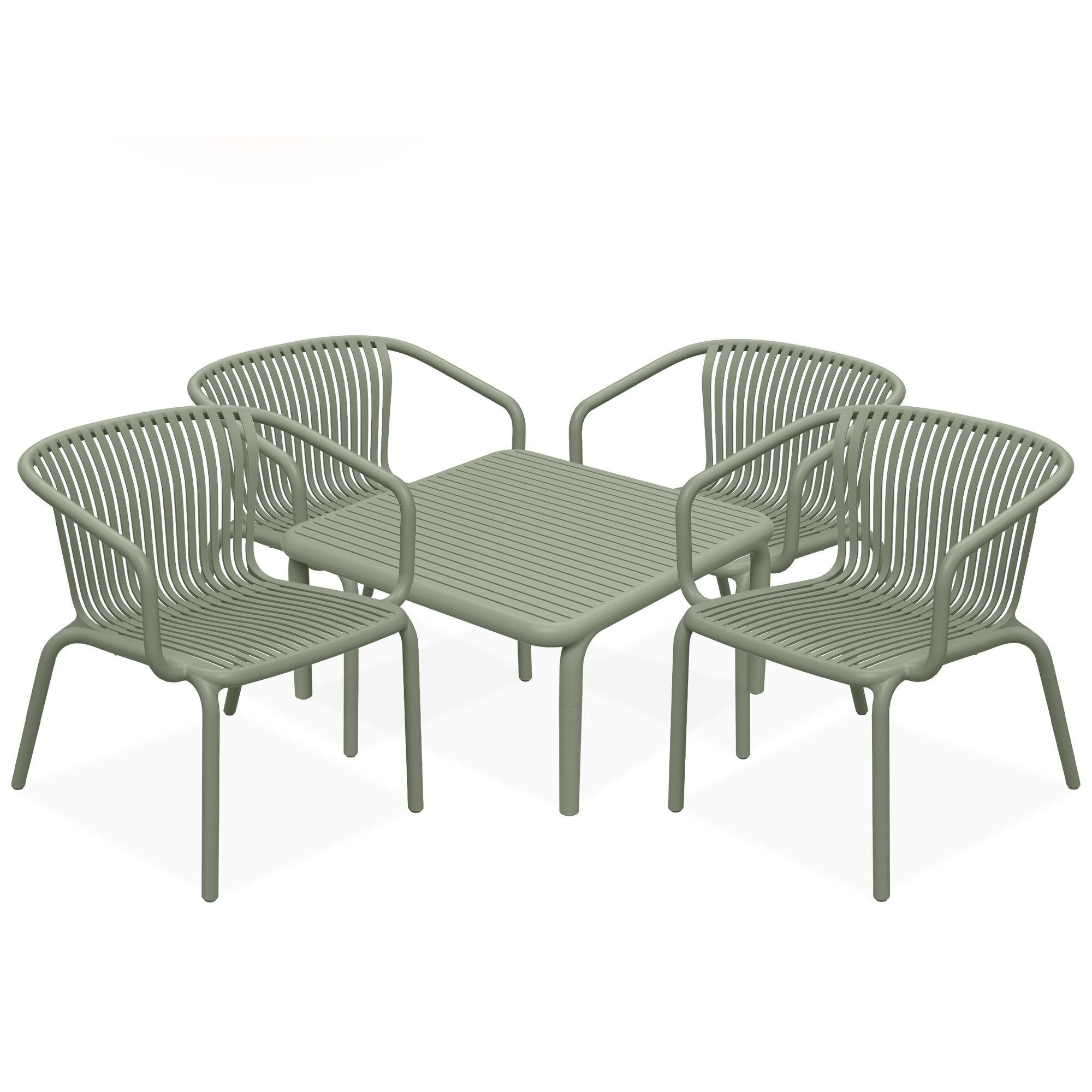 GARTEN ESSGRUPPE FICCARI, Gartenmöbel-Set 5-tlg, Olive - Olivgrün, Kunststoff - KONSIMO®