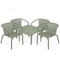 GARTEN ESSGRUPPE FICCARI, Gartenmöbel-Set 5-tlg, Olive - Olivgrün, Kunststoff - KONSIMO®