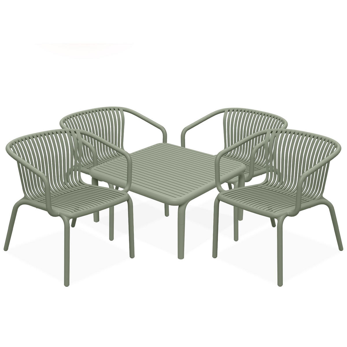 GARTEN ESSGRUPPE FICCARI, Gartenmöbel-Set 5-tlg, Olive - Olivgrün, Kunststoff - KONSIMO®